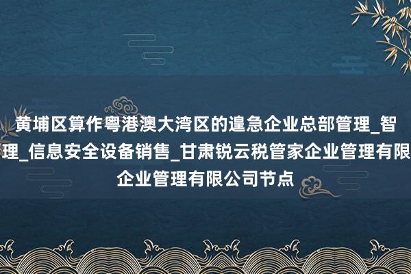 黄埔区算作粤港澳大湾区的遑急企业总部管理_智能农业管理_信息安全设备销售_甘肃锐云税管家企业管理有限公司节点